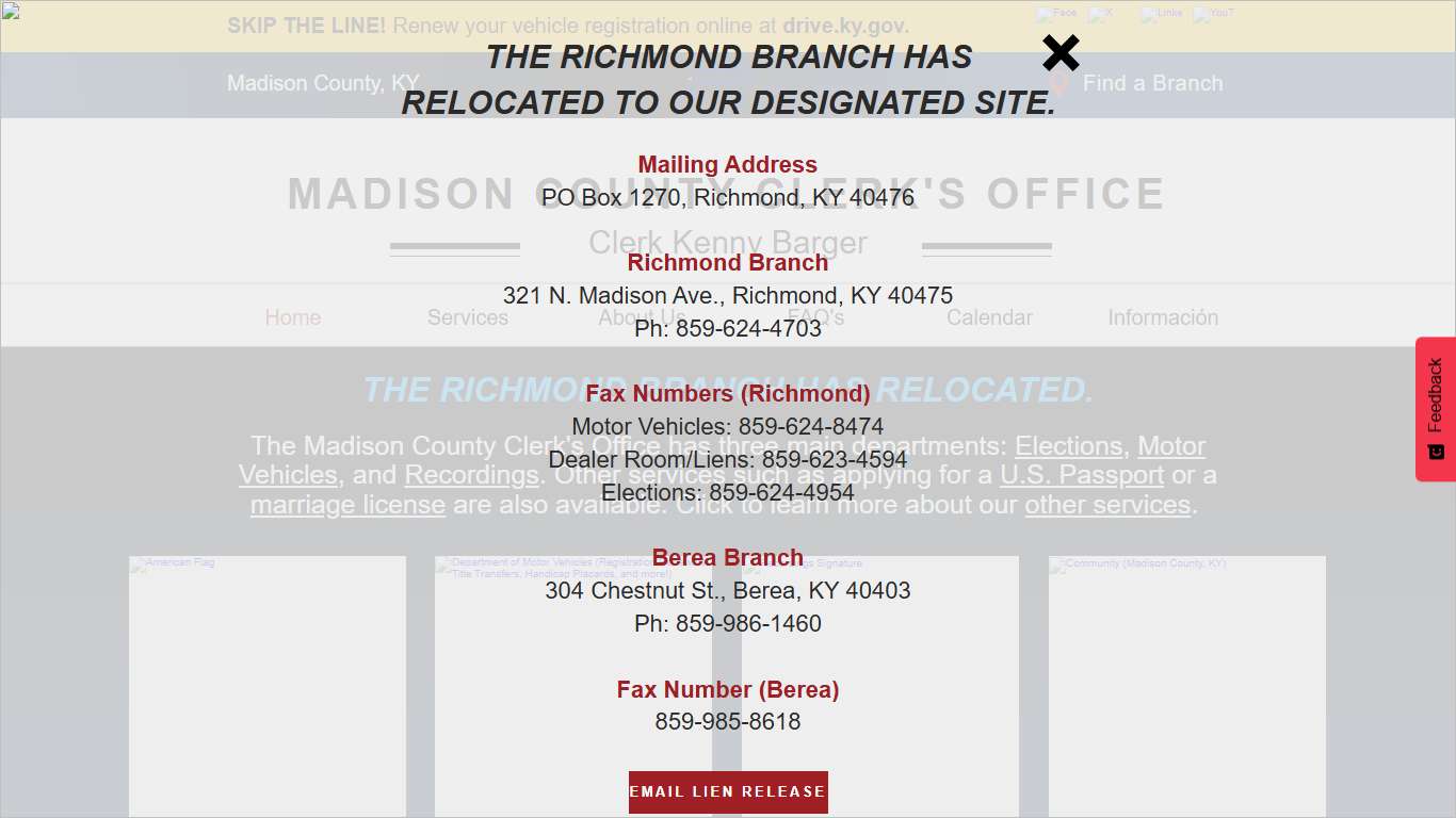 Madison County Clerk's Office Richmond Berea Kentucky Voter Registration